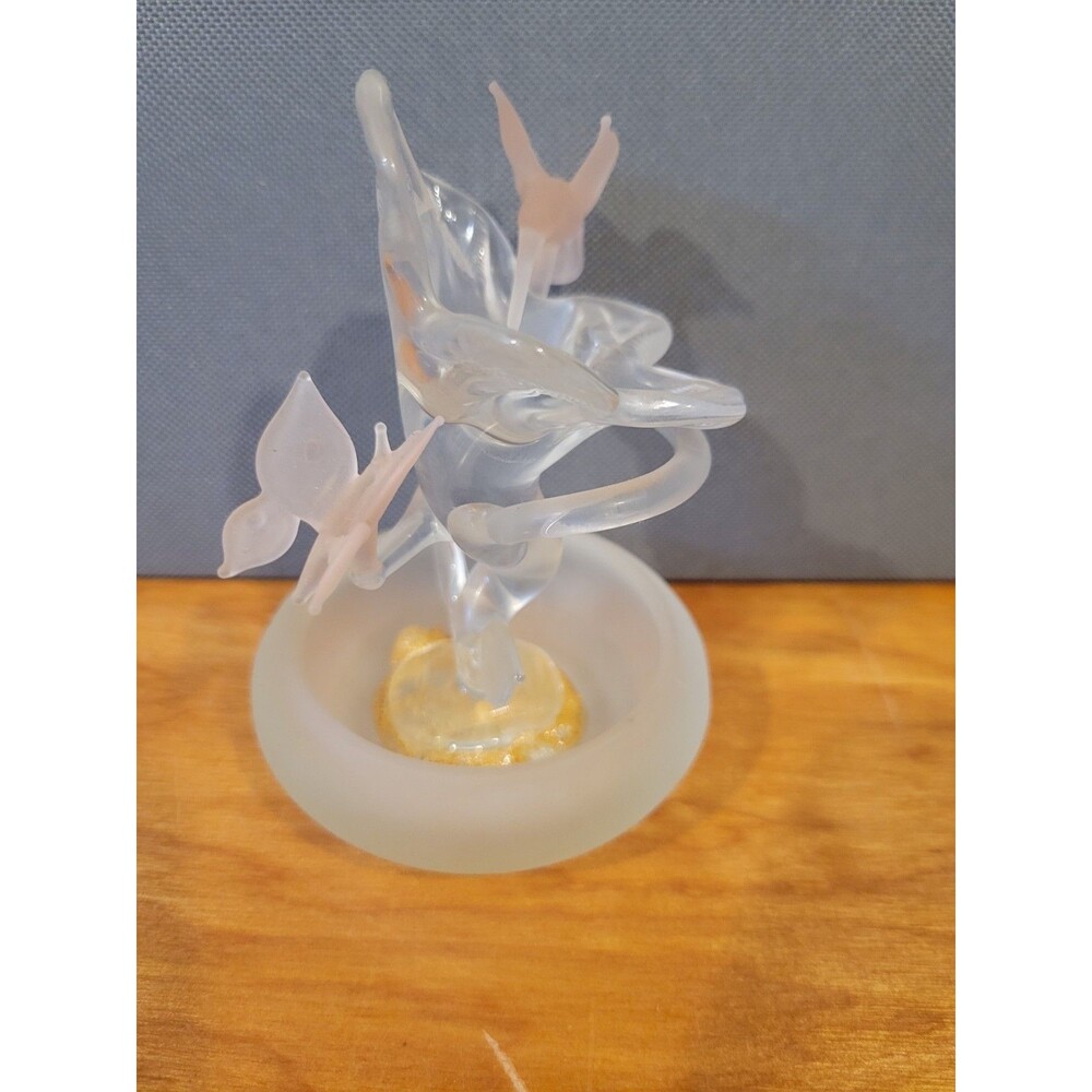 Vintage I.W. Rice Glass Flower Butterfly Hummingbird - Picture 2 of 12